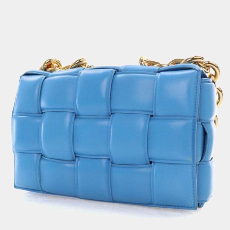 Pre Owned Bottega Veneta Blue Padded Cassette