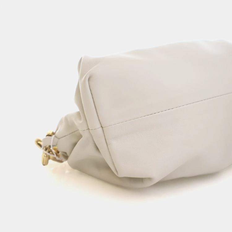 Pre Owned Bottega Veneta White Lambskin The Chain Pouch