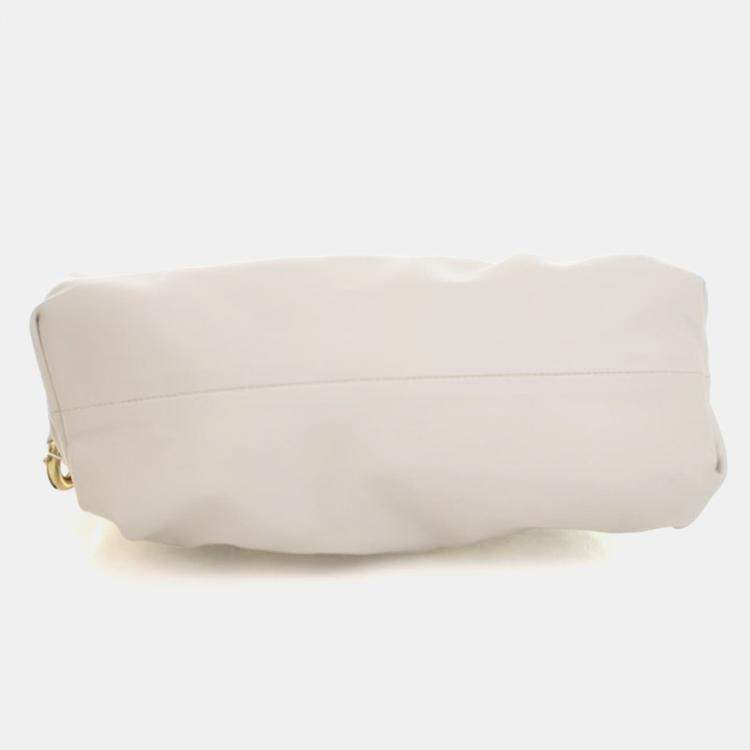 Pre Owned Bottega Veneta White Lambskin The Chain Pouch