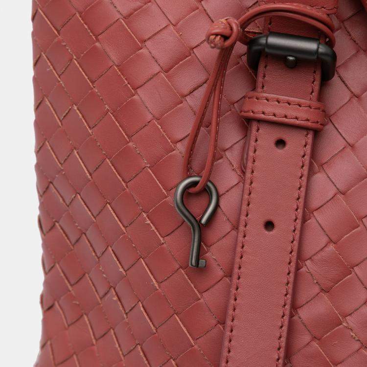 Pre Owned Bottega Veneta Red Medium Nappa Intrecciato Roma Tote