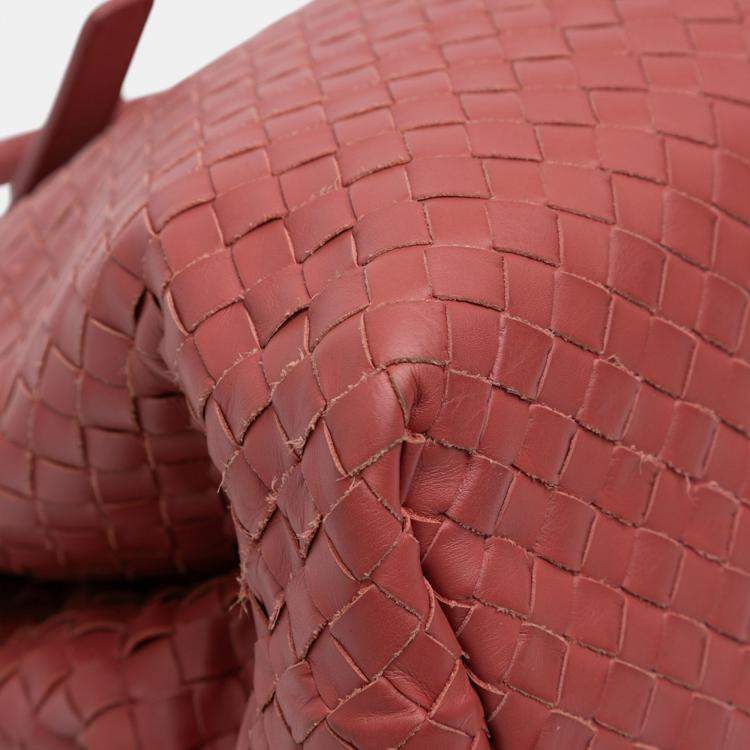 Pre Owned Bottega Veneta Red Medium Nappa Intrecciato Roma Tote