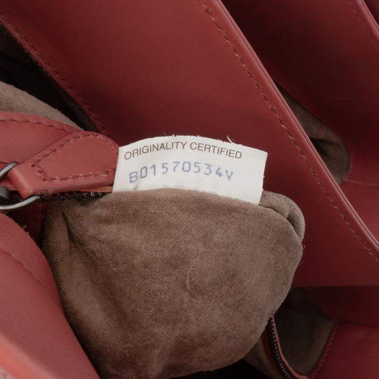 Pre Owned Bottega Veneta Red Medium Nappa Intrecciato Roma Tote