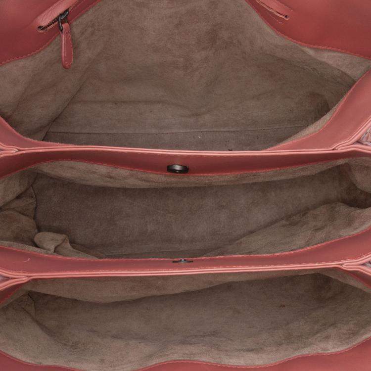 Pre Owned Bottega Veneta Red Medium Nappa Intrecciato Roma Tote