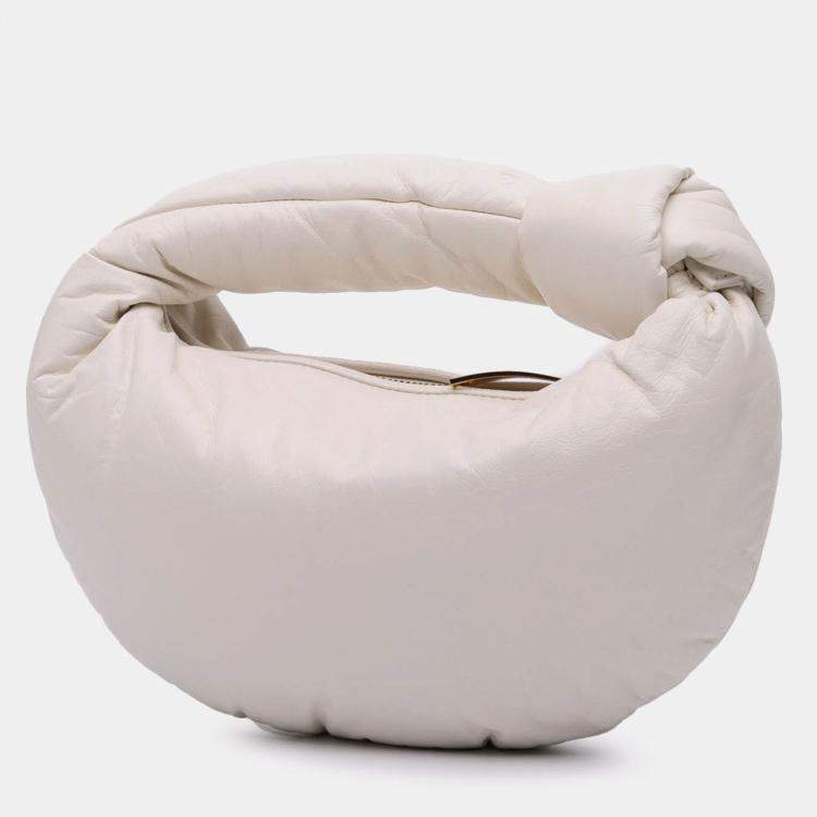 Pre Owned Bottega Veneta White Mini Nappa Puffy Jodie