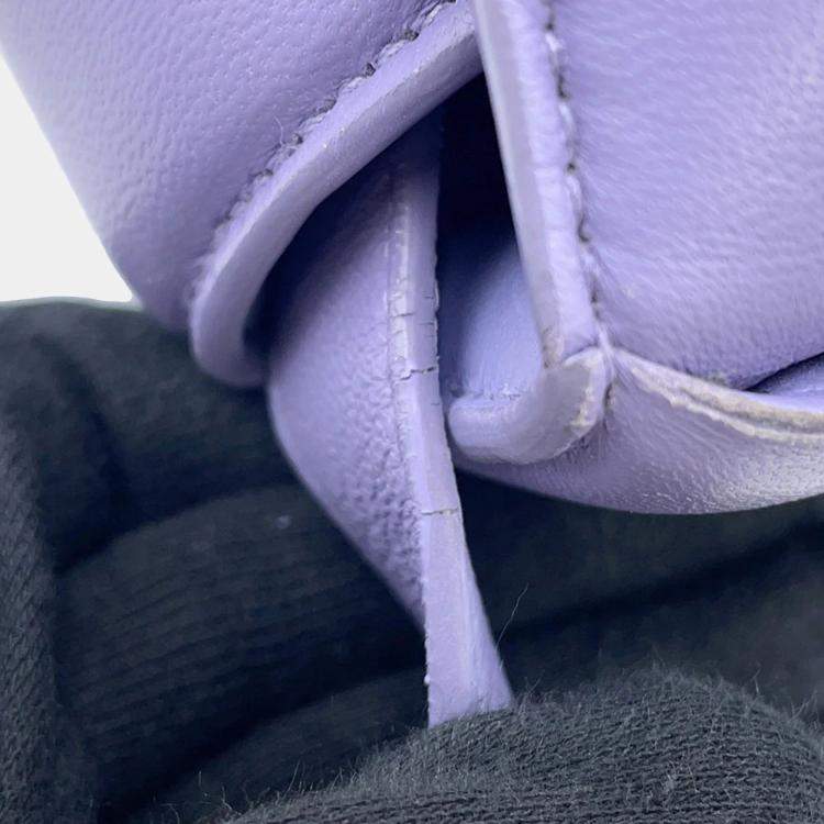 Pre Owned Bottega Veneta Maxi Intrecciato Padded Cassette Shoulder Bag Purple Leather