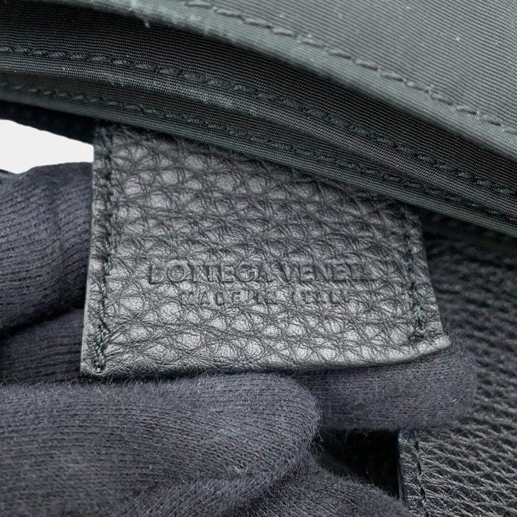 Pre Owned Bottega Veneta Flap Buckle Shoulder Bag Black Nylon Leather