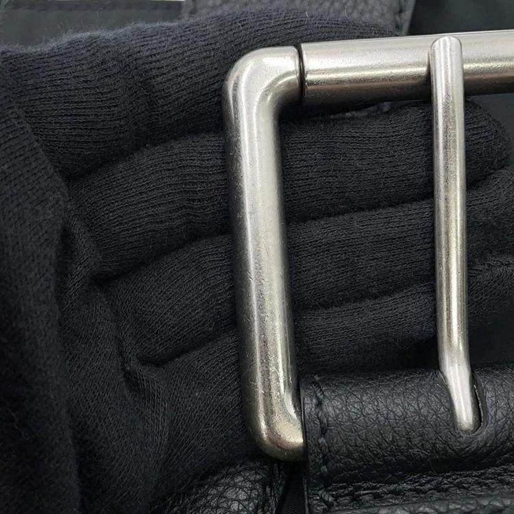 Pre Owned Bottega Veneta Flap Buckle Shoulder Bag Black Nylon Leather