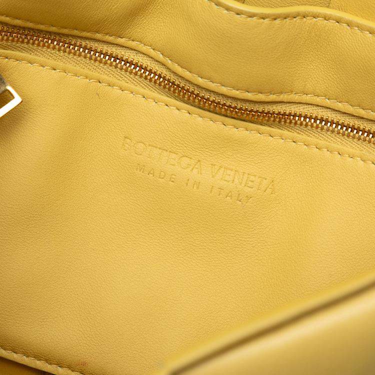 Pre Owned Bottega Veneta Yellow Nappa Intrecciato Padded Chain Cassette Satchel