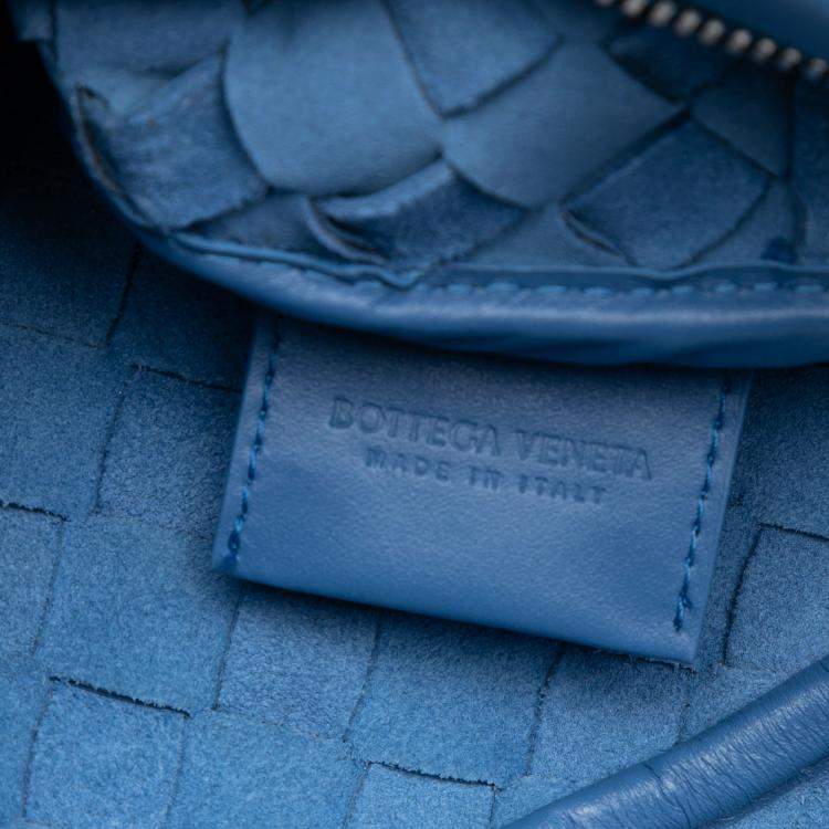 Pre Owned Bottega Veneta Blue Small Nappa Intrecciato Camera Bag