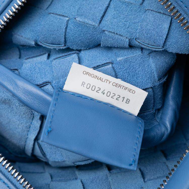 Pre Owned Bottega Veneta Blue Small Nappa Intrecciato Camera Bag