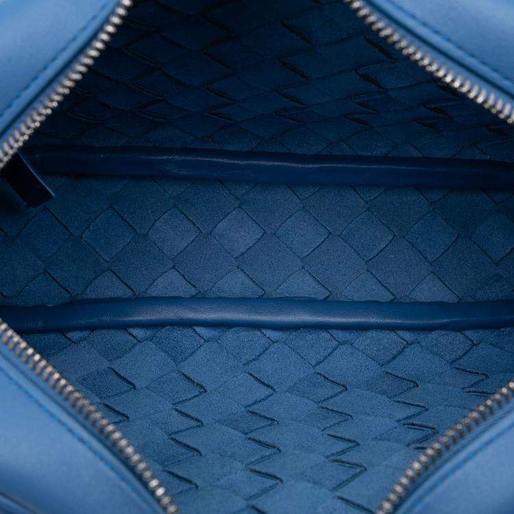 Pre Owned Bottega Veneta Blue Small Nappa Intrecciato Camera Bag