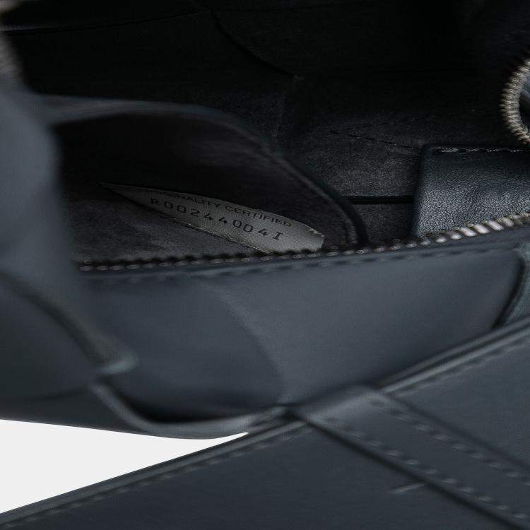 Pre Owned Bottega Veneta Grey Small Lambskin Intrecciato Brick Cassette