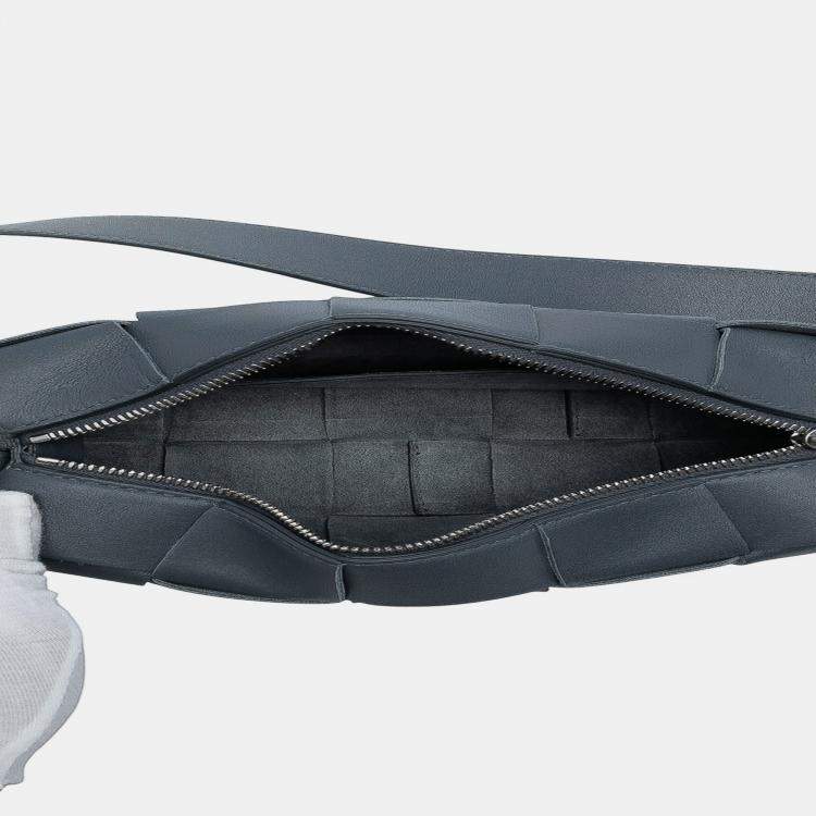 Pre Owned Bottega Veneta Grey Small Lambskin Intrecciato Brick Cassette