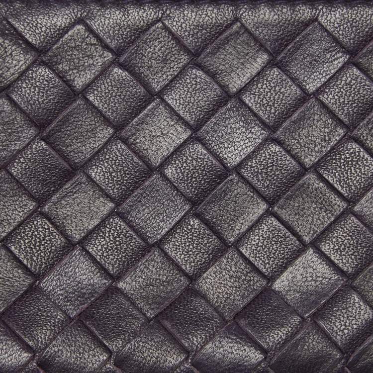 Pre Owned Bottega Veneta Purple Intrecciato Leather Coin Purse