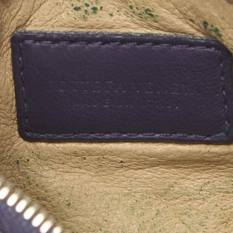 Pre Owned Bottega Veneta Purple Intrecciato Leather Coin Purse