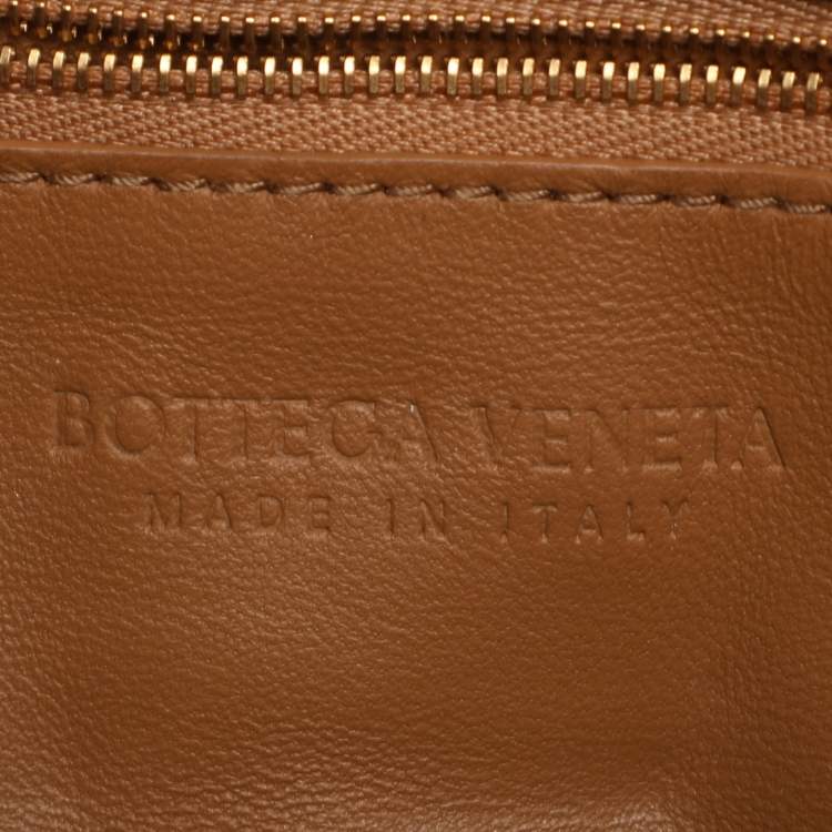 Pre Owned Bottega Veneta Tan Intreccio Leather Padded Cassette Shoulder Bag