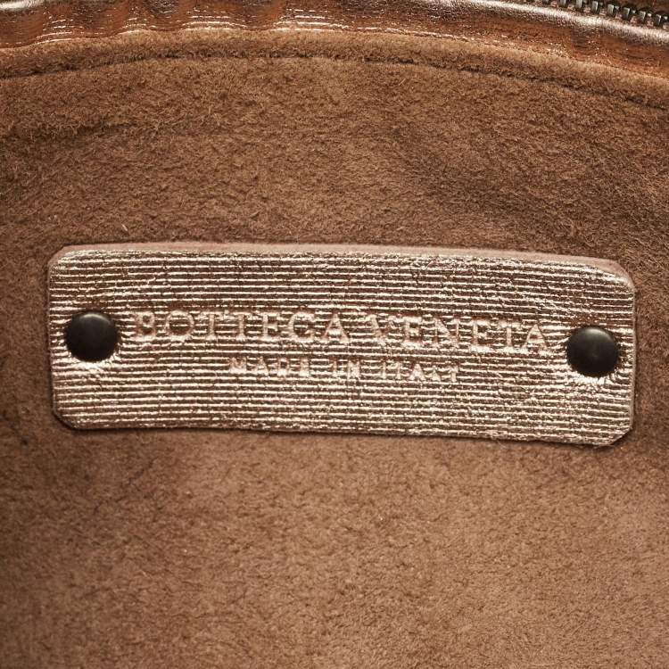 Pre Owned Bottega Veneta Rose Gold Intrecciato Leather Nodini Crossbody Bag