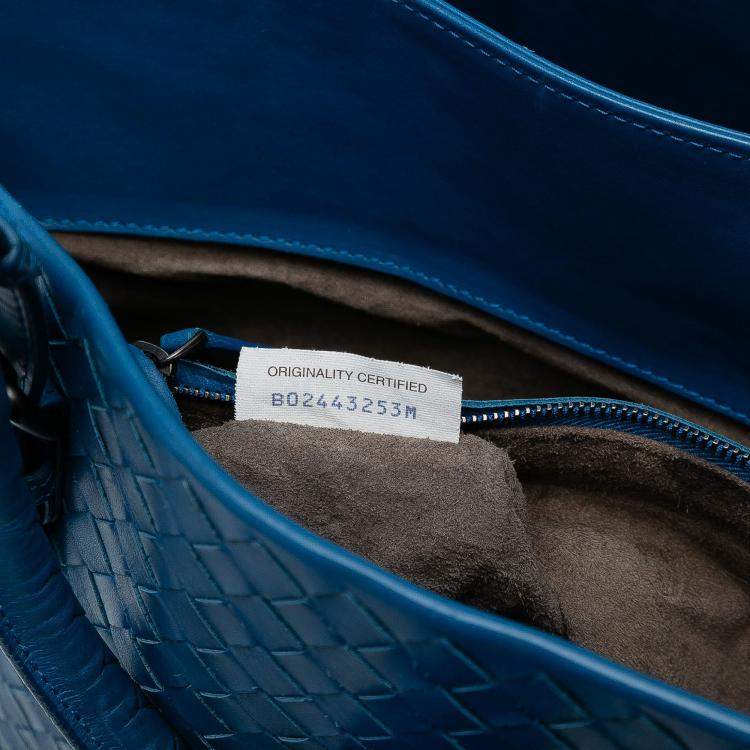 Pre Owned Bottega Veneta Blue Medium Nappa Intrecciato Roma Tote