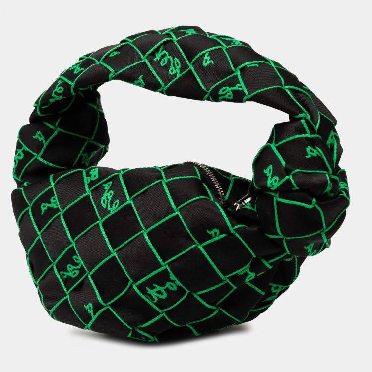 Pre Owned Bottega Veneta Intrecciato Double Knot Mini Synthetic Fabric Top Handle Bag