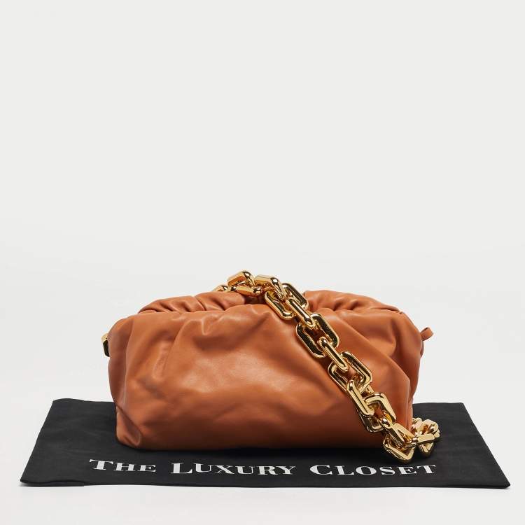 Pre Owned Bottega Veneta Orange Leather The Chain Pouch Bag