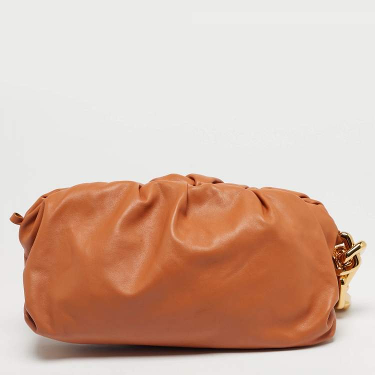 Pre Owned Bottega Veneta Orange Leather The Chain Pouch Bag