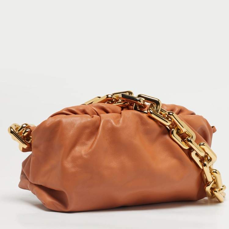 Pre Owned Bottega Veneta Orange Leather The Chain Pouch Bag