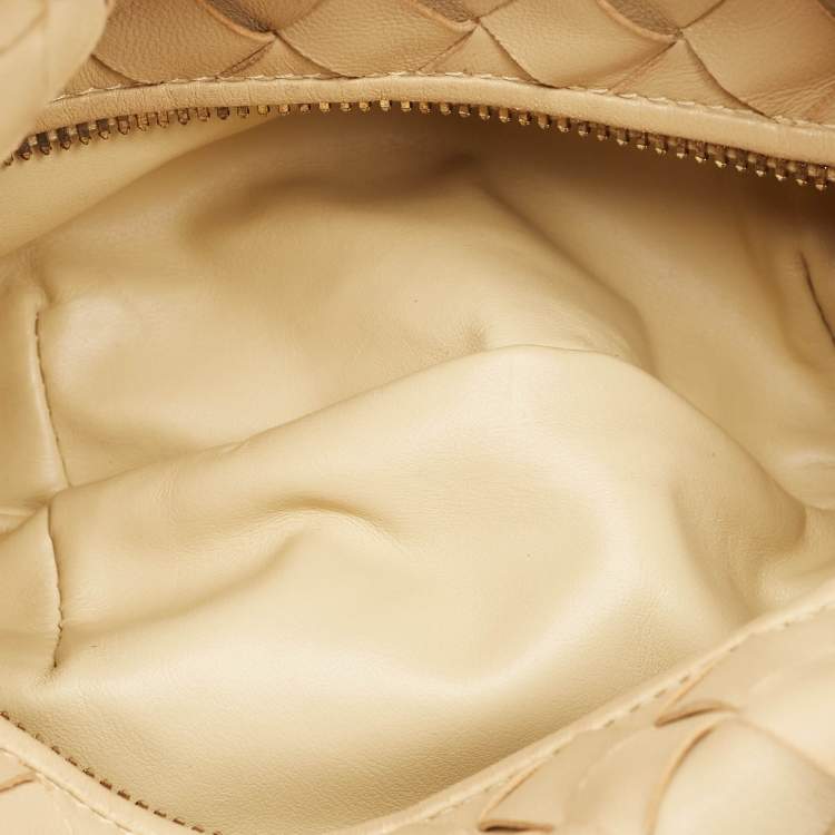 Pre Owned Bottega Veneta Beige Intrecciato Leather Mini Jodie Hobo