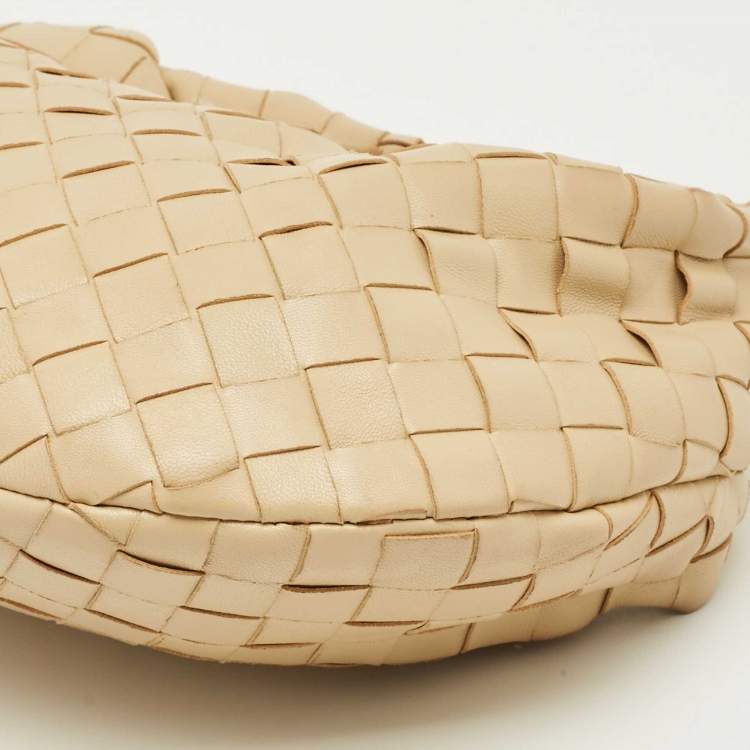 Pre Owned Bottega Veneta Beige Intrecciato Leather Mini Jodie Hobo