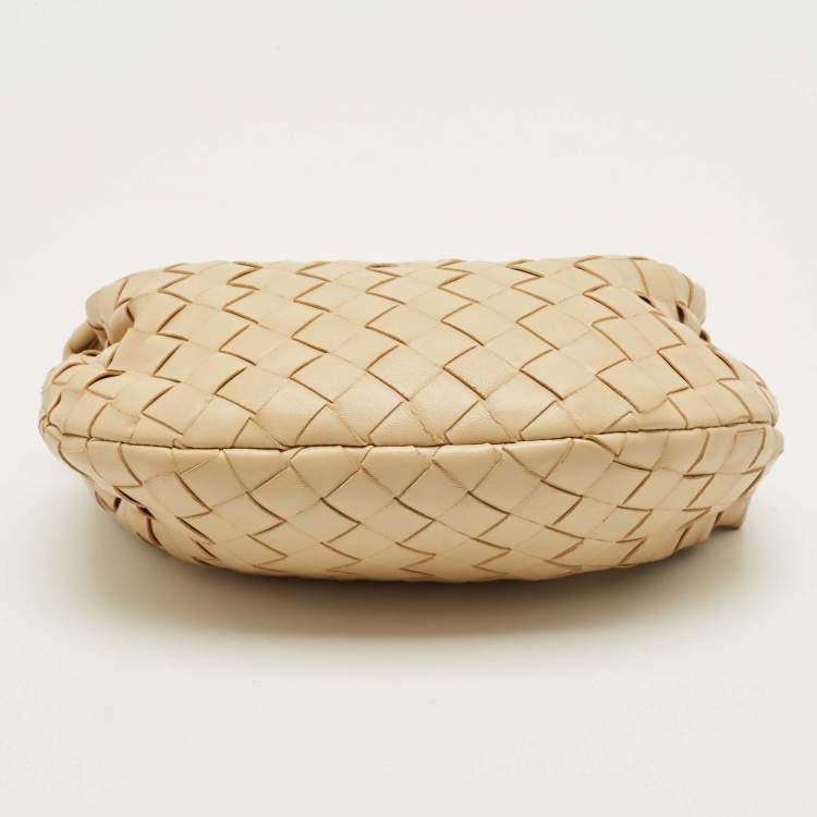 Pre Owned Bottega Veneta Beige Intrecciato Leather Mini Jodie Hobo
