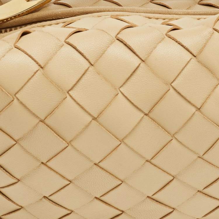 Pre Owned Bottega Veneta Beige Intrecciato Leather Mini Jodie Hobo