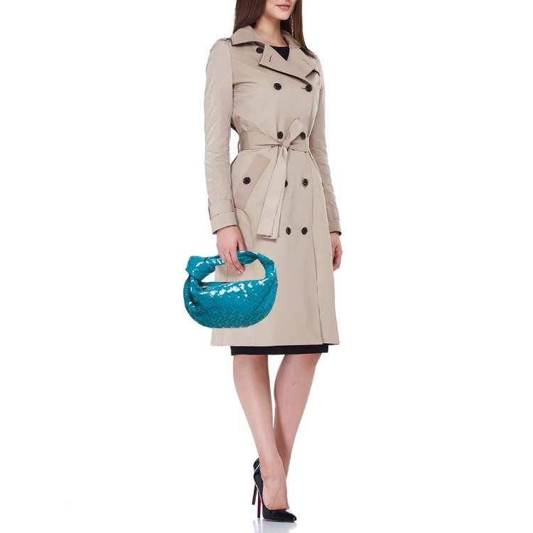 Pre Owned Bottega Veneta Teal Blue Intrecciato Leather Mini BV Jodie Hobo