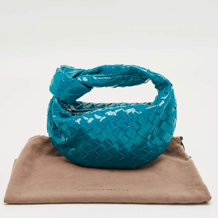 Pre Owned Bottega Veneta Teal Blue Intrecciato Leather Mini BV Jodie Hobo