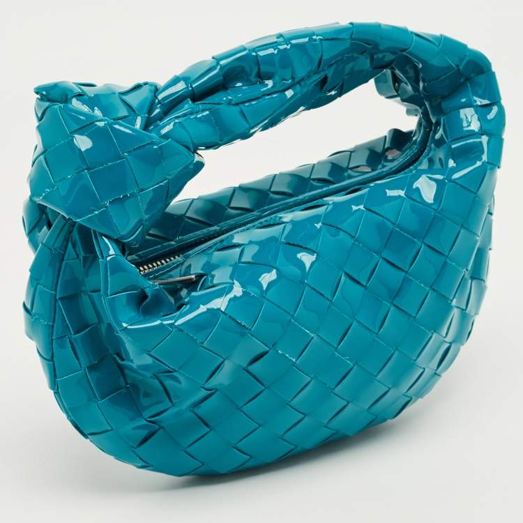 Pre Owned Bottega Veneta Teal Blue Intrecciato Leather Mini BV Jodie Hobo