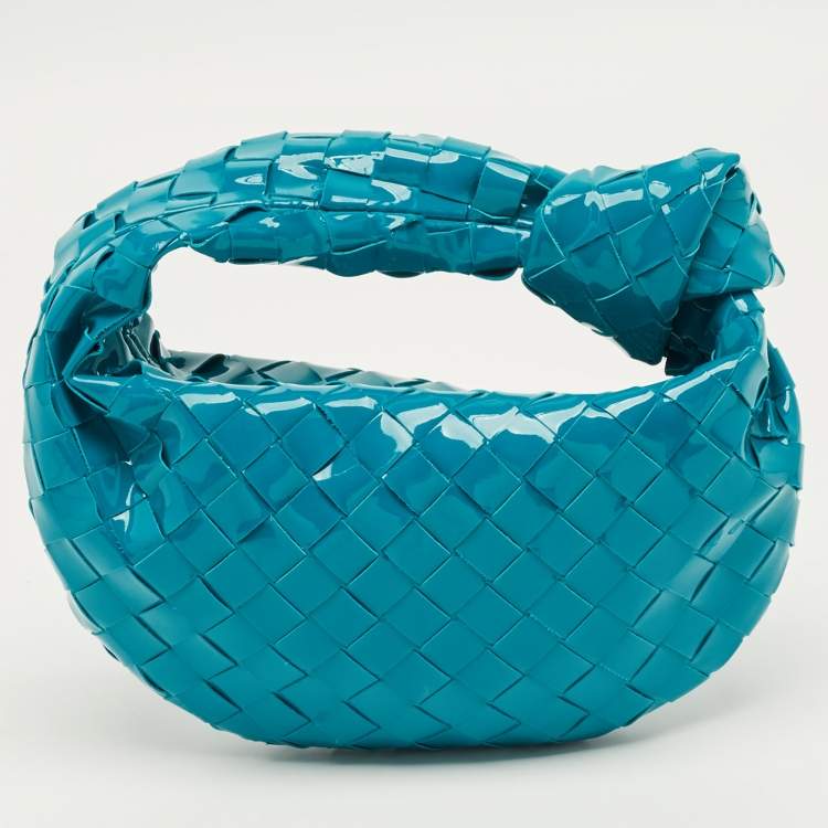 Pre Owned Bottega Veneta Teal Blue Intrecciato Leather Mini BV Jodie Hobo
