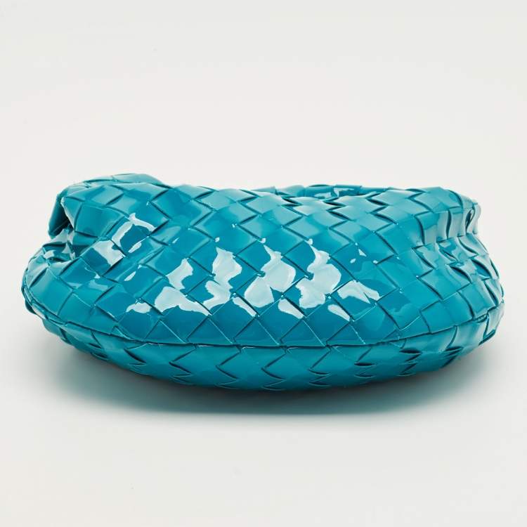 Pre Owned Bottega Veneta Teal Blue Intrecciato Leather Mini BV Jodie Hobo