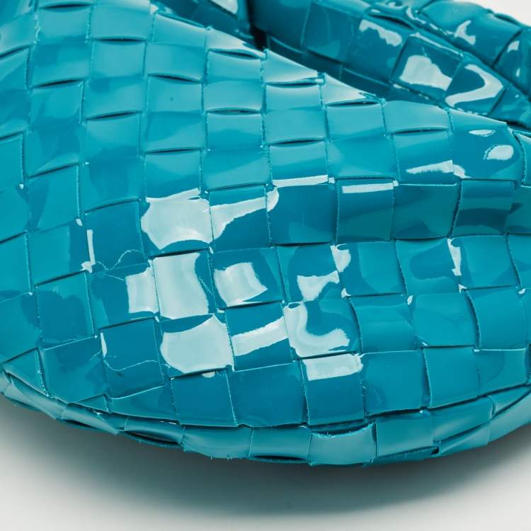 Pre Owned Bottega Veneta Teal Blue Intrecciato Leather Mini BV Jodie Hobo