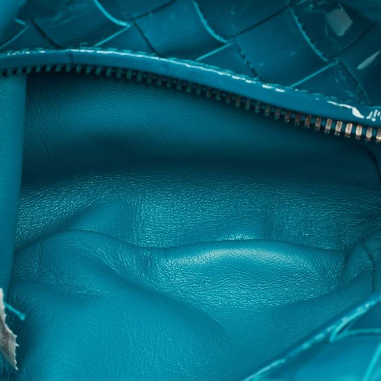 Pre Owned Bottega Veneta Teal Blue Intrecciato Leather Mini BV Jodie Hobo