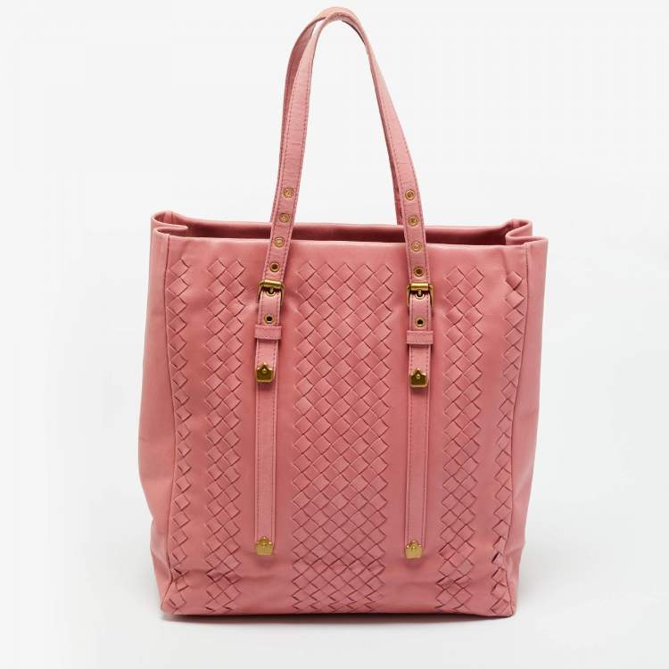 Pre Owned حقيبة يد بوتيغا فينيتا عمودية جلد انتريتشياتو وردية