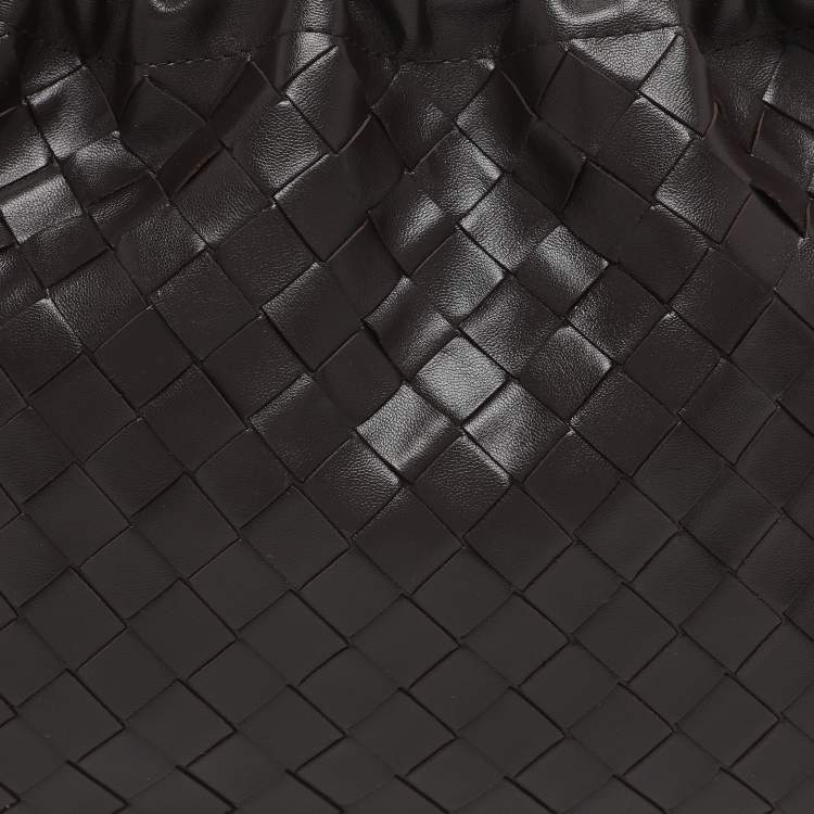 Pre Owned Bottega Veneta Dark Brown Intrecciato Leather Medium Dustbag Pouch