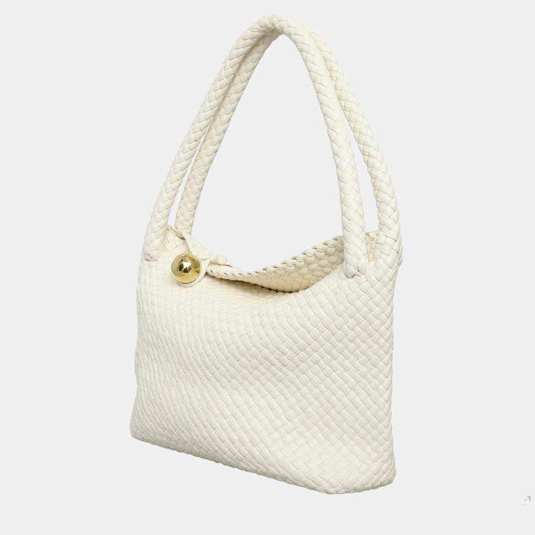 مملوكة مسبقًا حقيبة بوتيغا فينيتا توسكا إنترشياتو جلد أبيض