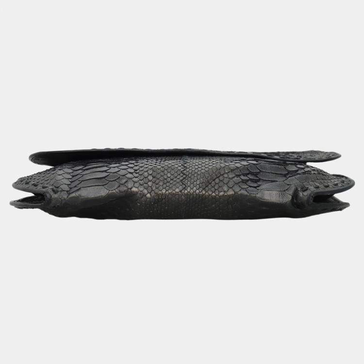 Pre Owned Bottega Veneta Python Flap Shoulder Bag