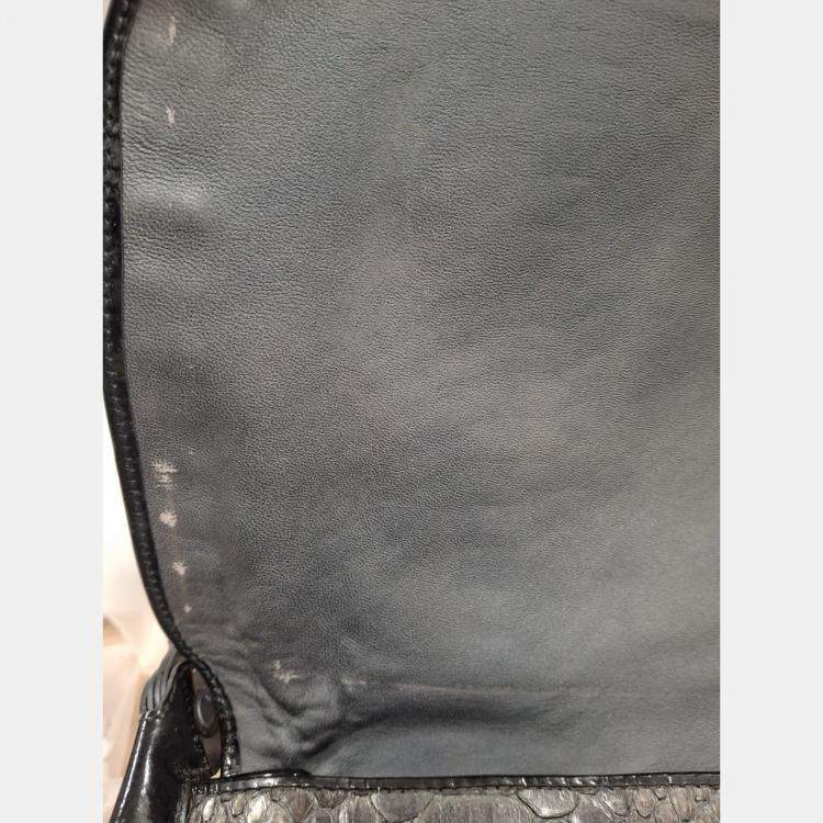 Pre Owned Bottega Veneta Python Flap Shoulder Bag