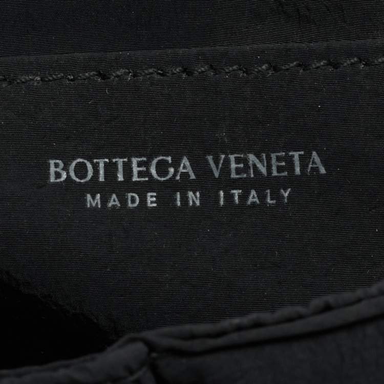 Pre Owned Bottega Veneta Black Intreccio Nylon Cassette Belt Bag