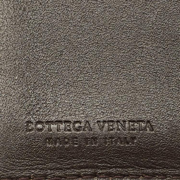Pre Owned Bottega Veneta Dark Brown Intrecciato Leather Card Case
