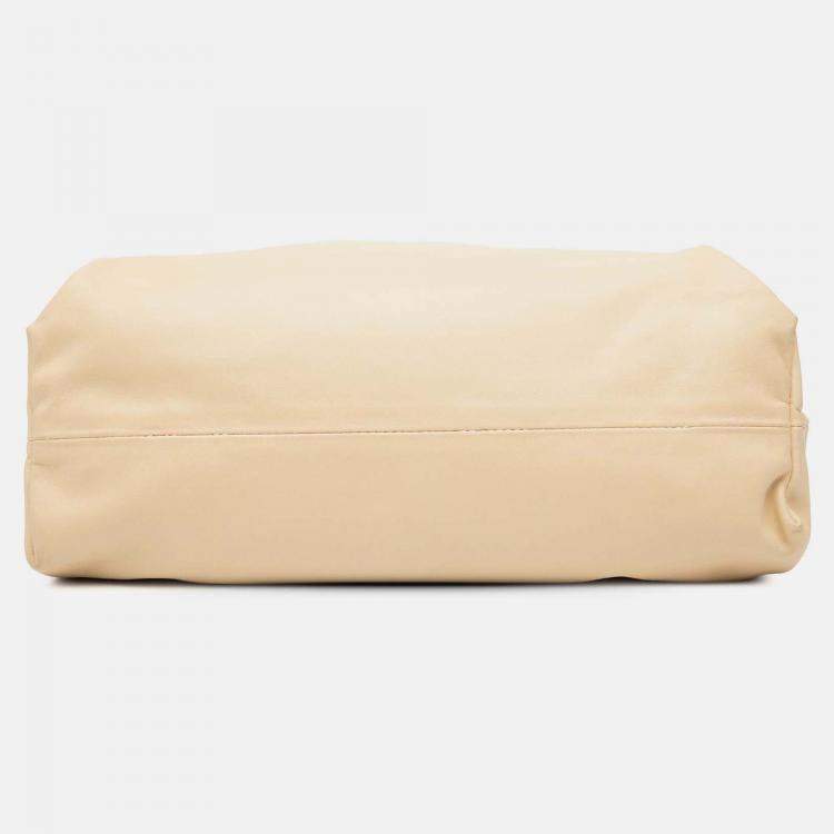 Pre Owned Bottega Veneta Beige Brown Lambskin Chain Pouch
