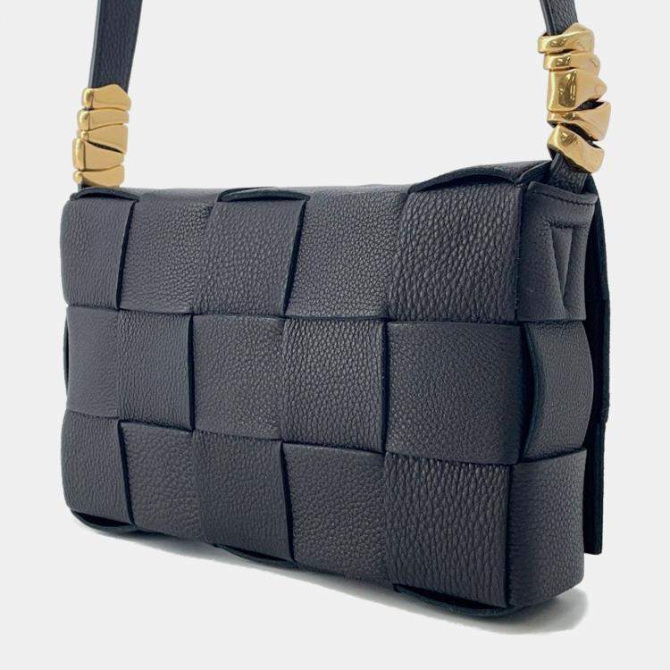 Pre Owned Bottega Veneta Cassette Shoulder Black Leather Size Mini