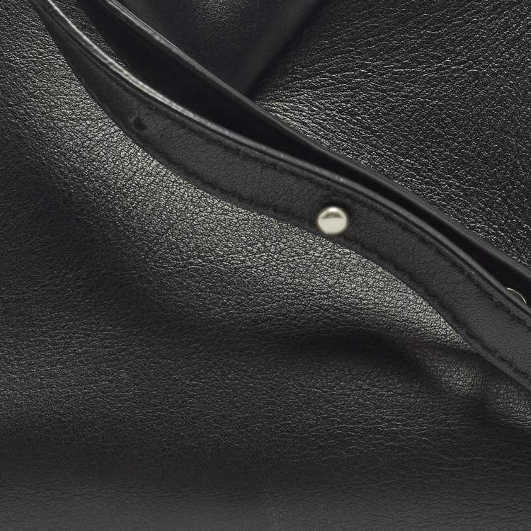 Pre Owned Bottega Veneta The Point Small Black Leather Crossbody Bag