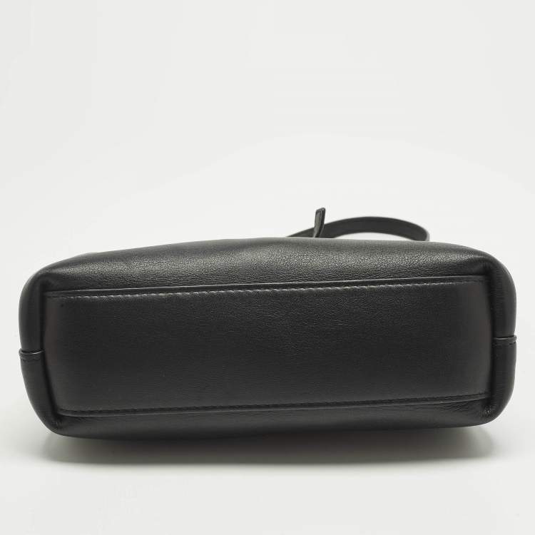 Pre Owned Bottega Veneta The Point Small Black Leather Crossbody Bag