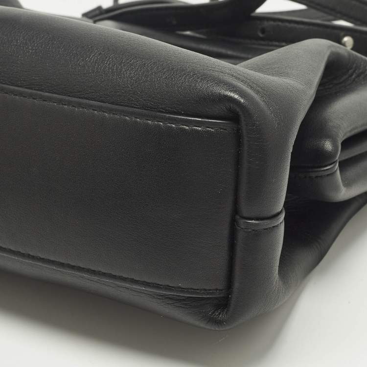 Pre Owned Bottega Veneta The Point Small Black Leather Crossbody Bag