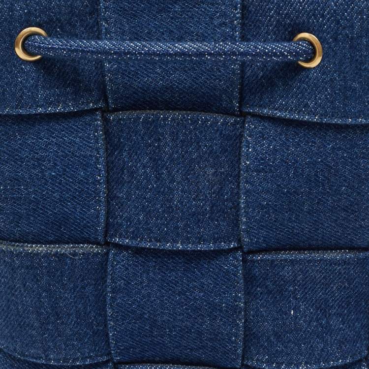 Pre Owned Bottega Veneta Cassette Small Blue Denim Bucket Bag
